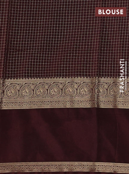 Rust & Coffee Brown Semi Mysore Silk - Embroidery