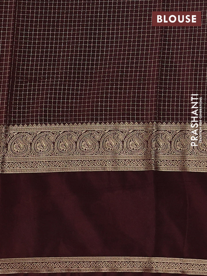 Rust & Coffee Brown Semi Mysore Silk - Embroidery