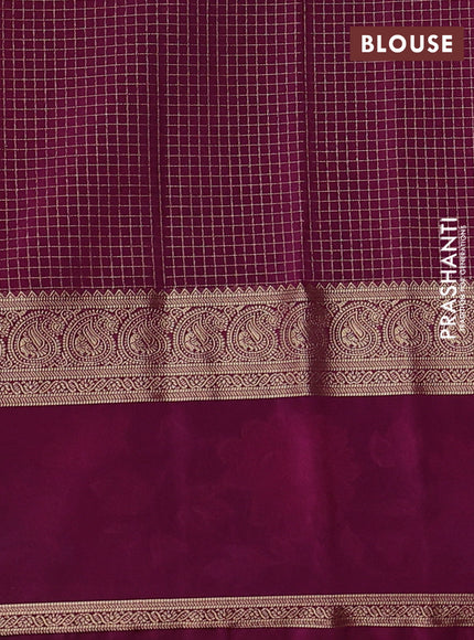 Mauve Pink & Wine Semi Mysore Silk - Embroidery