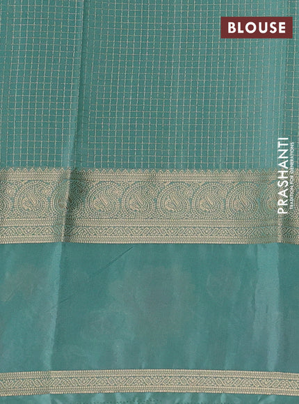 Peacock Green & Pastel Green Semi Mysore Silk - Embroidery