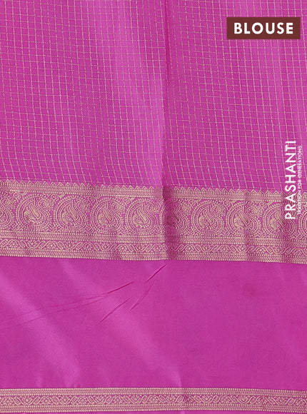 Red & Lotus Pink Semi Mysore Silk - Embroidery