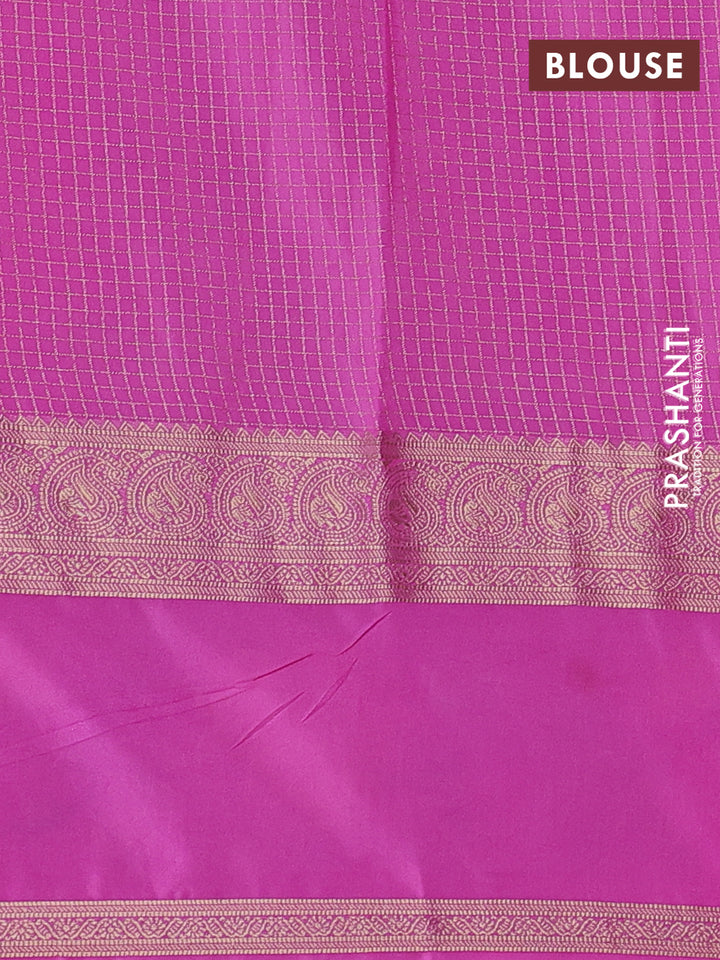 Red & Lotus Pink Semi Mysore Silk - Embroidery