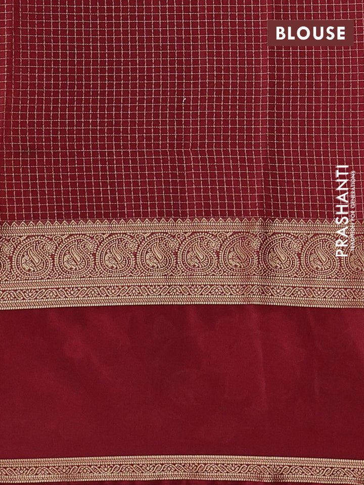 Yellow & Maroon Semi Mysore Silk - Embroidery