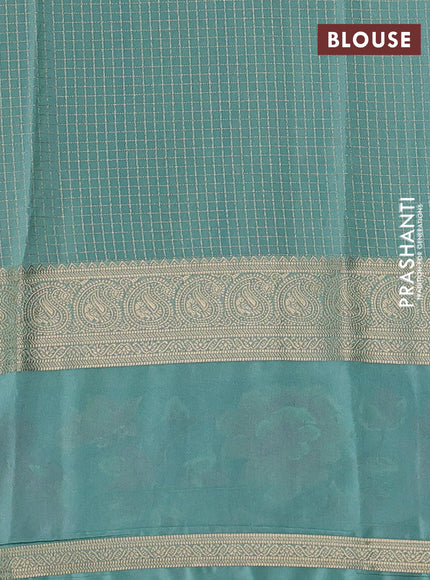 Purple & Green Semi Mysore Silk - Embroidery