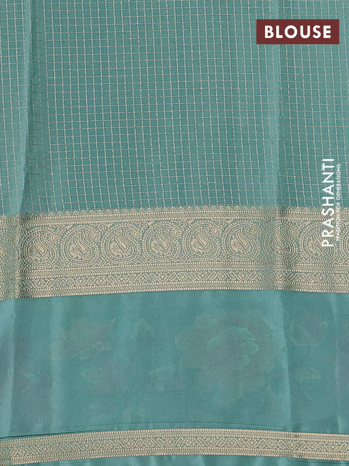 Purple & Green Semi Mysore Silk - Embroidery