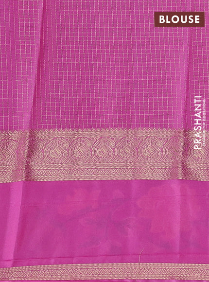 Green & Pink Semi Mysore Silk - Embroidery