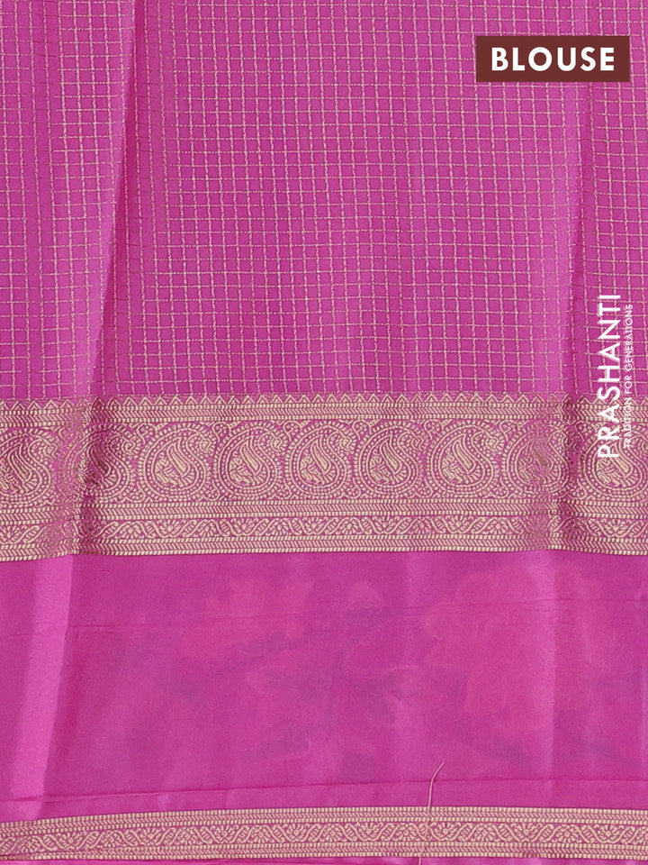 Green & Pink Semi Mysore Silk - Embroidery