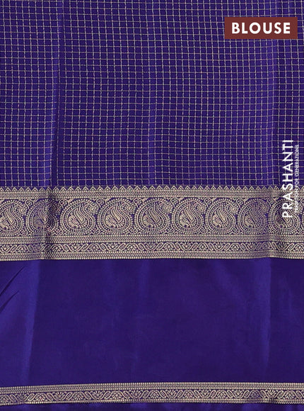 Teal Blue & Blue Semi Mysore Silk - Embroidery