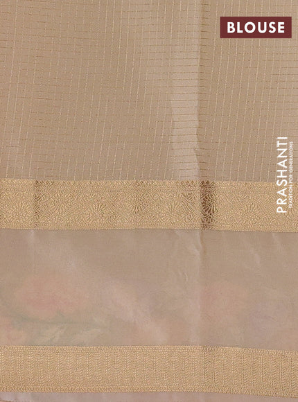 Purple & Beige Semi Mysore Silk - Embroidery