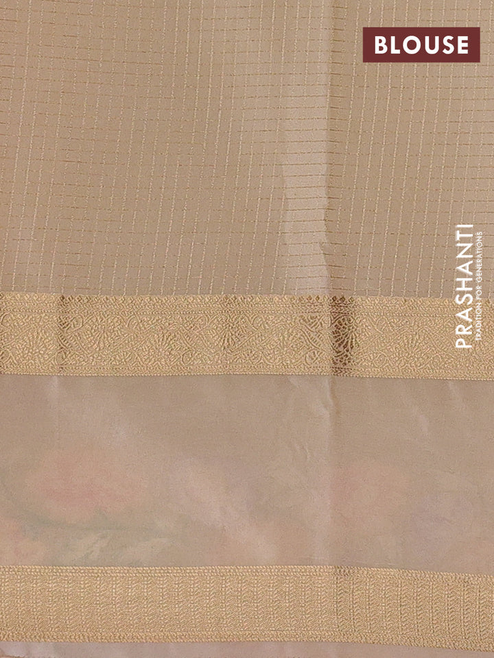 Purple & Beige Semi Mysore Silk - Embroidery