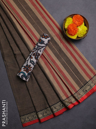 Chiku & Beige Narayanpet Cotton - Kalamkari Blouse
