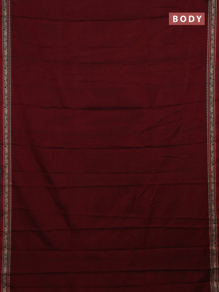 Maroon & Lime Green Narayanpet Cotton - Kalamkari Blouse