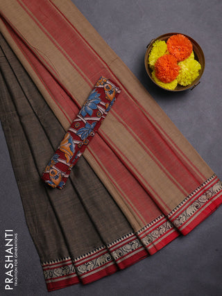 Chiku & Maroon Narayanpet Cotton - Kalamkari Blouse