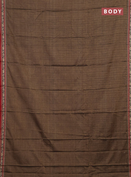 Chiku & Maroon Narayanpet Cotton - Kalamkari Blouse