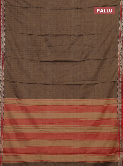 Chiku & Maroon Narayanpet Cotton - Kalamkari Blouse