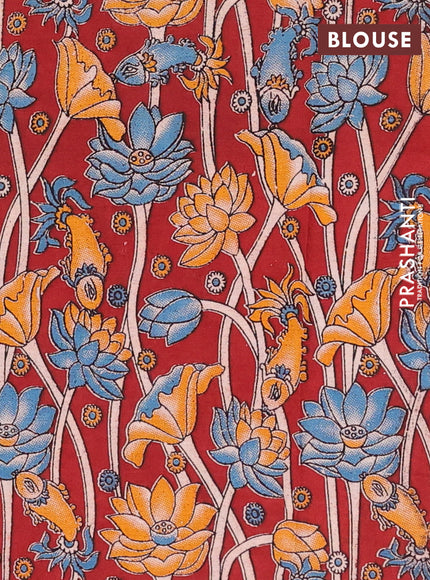Chiku & Maroon Narayanpet Cotton - Kalamkari Blouse