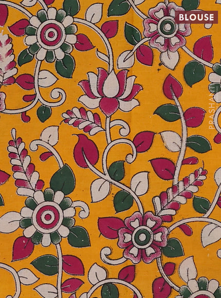 Black & Mustard Yellow Narayanpet Cotton - Kalamkari Blouse