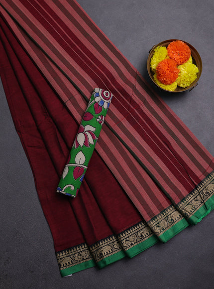 Maroon & Green Narayanpet Cotton - Kalamkari Blouse