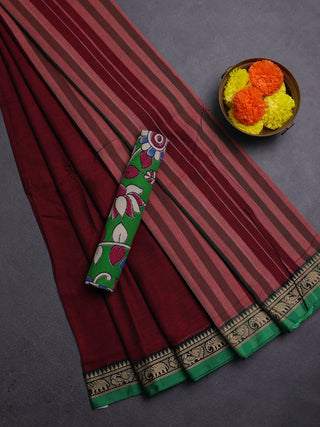 Maroon & Green Narayanpet Cotton - Kalamkari Blouse