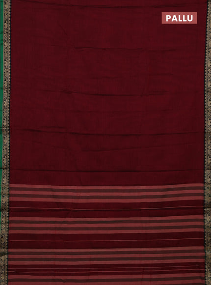 Maroon & Green Narayanpet Cotton - Kalamkari Blouse