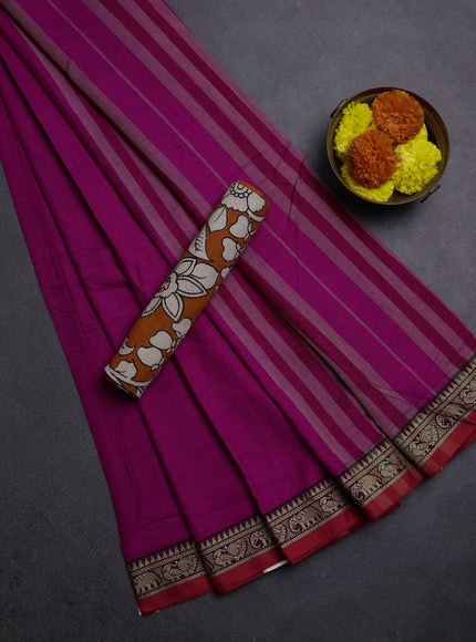 Pink & Orange Narayanpet Cotton - Kalamkari Blouse