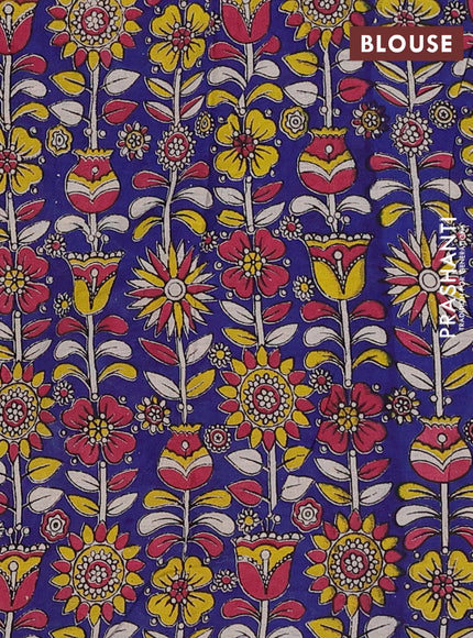 Sunset Orange & Blue Narayanpet Cotton - Kalamkari Blouse