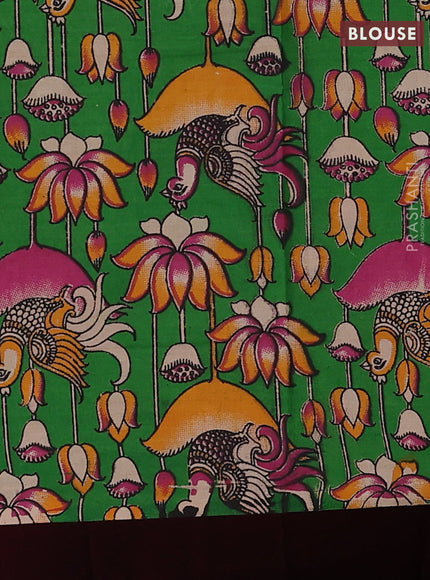 Maroon & Green Narayanpet Cotton - Kalamkari Blouse
