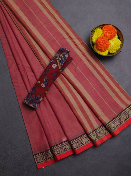 Pink & Maroon Narayanpet Cotton - Kalamkari Blouse