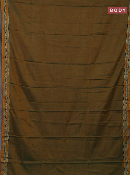 Mustard Green & Mustard Yellow Narayanpet Cotton - Kalamkari Blouse