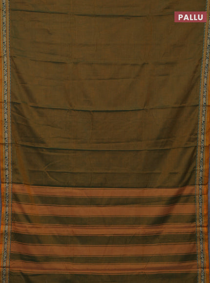 Mustard Green & Mustard Yellow Narayanpet Cotton - Kalamkari Blouse