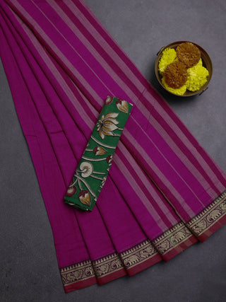 Pink & Green Narayanpet Cotton - Kalamkari Blouse