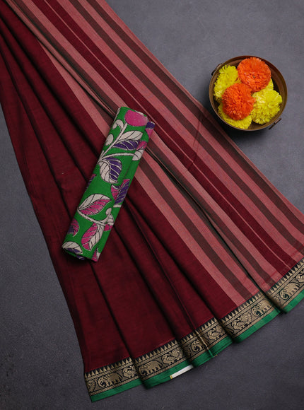 Maroon & Green Narayanpet Cotton - Kalamkari Blouse