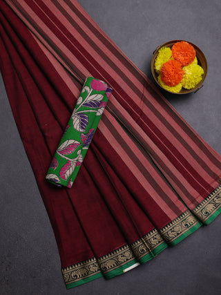 Maroon & Green Narayanpet Cotton - Kalamkari Blouse