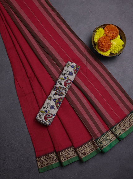 Red & Beige Narayanpet Cotton - Kalamkari Blouse