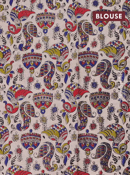 Red & Beige Narayanpet Cotton - Kalamkari Blouse