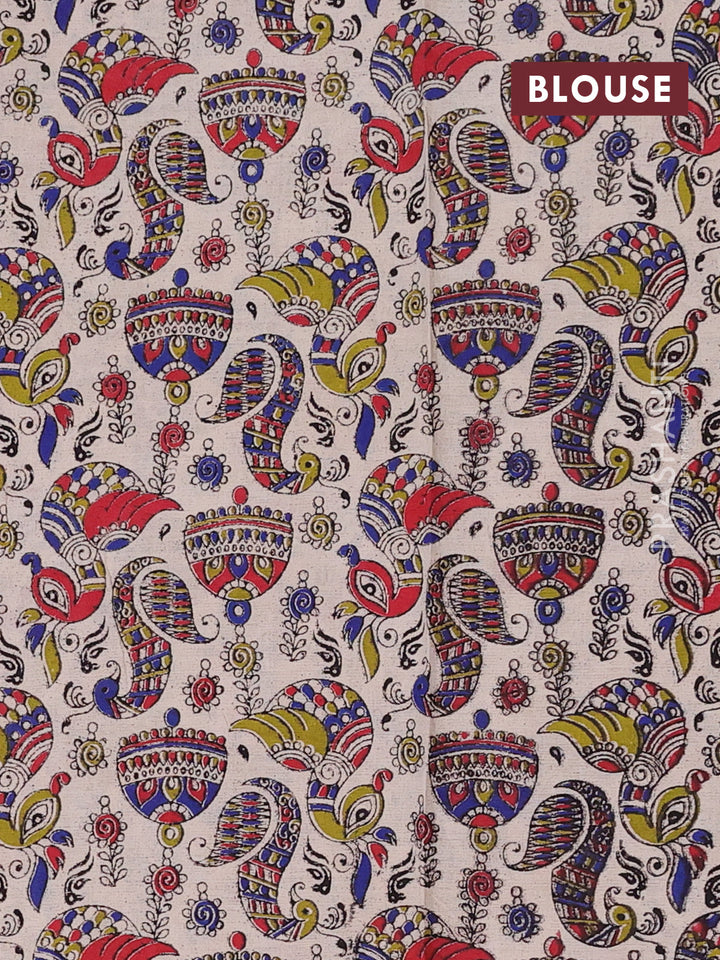 Red & Beige Narayanpet Cotton - Kalamkari Blouse