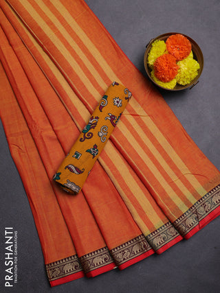 Sunset Orange & Mustard Yellow Narayanpet Cotton - Kalamkari Blouse
