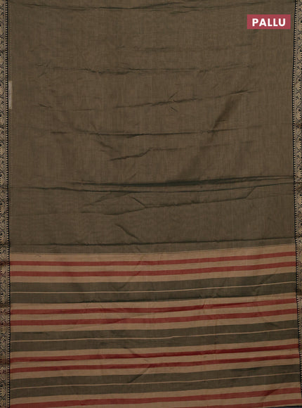 Olive Green & Maroon Narayanpet Cotton - Kalamkari Blouse