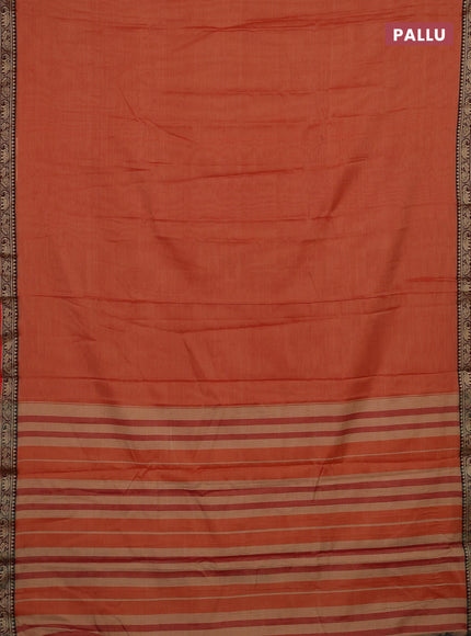 Orange & Green Narayanpet Cotton - Kalamkari Blouse