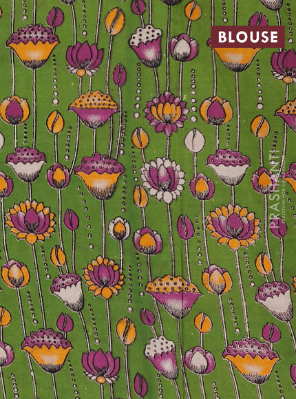 Orange & Green Narayanpet Cotton - Kalamkari Blouse