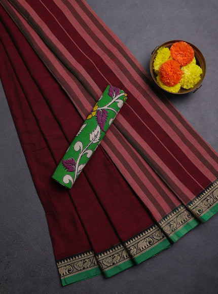 Maroon & Green Narayanpet Cotton - Kalamkari Blouse