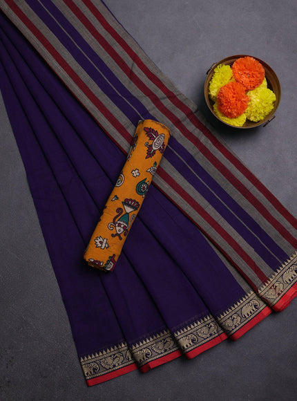 Violet & Mustard Yellow Narayanpet Cotton - Kalamkari Blouse