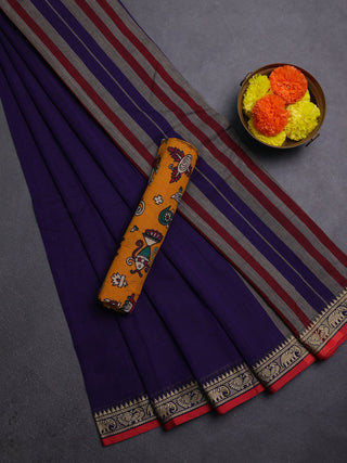 Violet & Mustard Yellow Narayanpet Cotton - Kalamkari Blouse