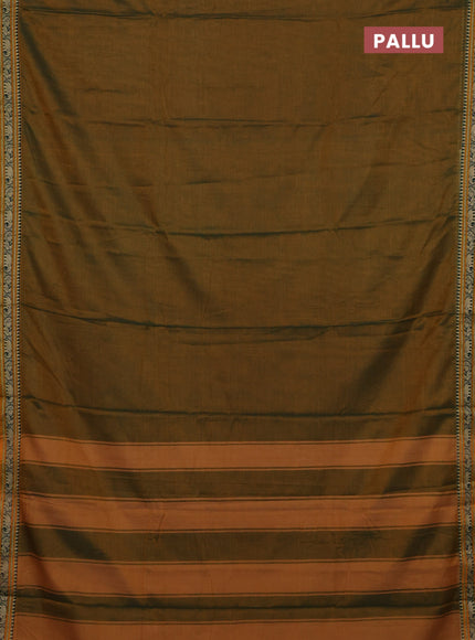 Mustard Green & Green Narayanpet Cotton - Kalamkari Blouse