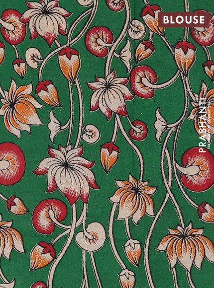 Mustard Green & Green Narayanpet Cotton - Kalamkari Blouse