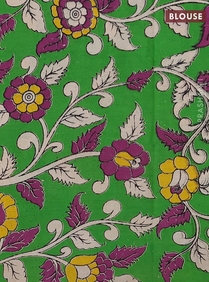 Pink & Green Narayanpet Cotton - Kalamkari Blouse