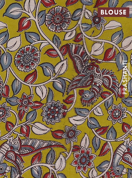 Wine & Lime Green Narayanpet Cotton - Kalamkari Blouse