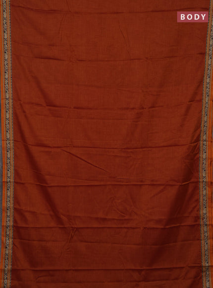 Rust & Royal Blue Narayanpet Cotton - Kalamkari Blouse