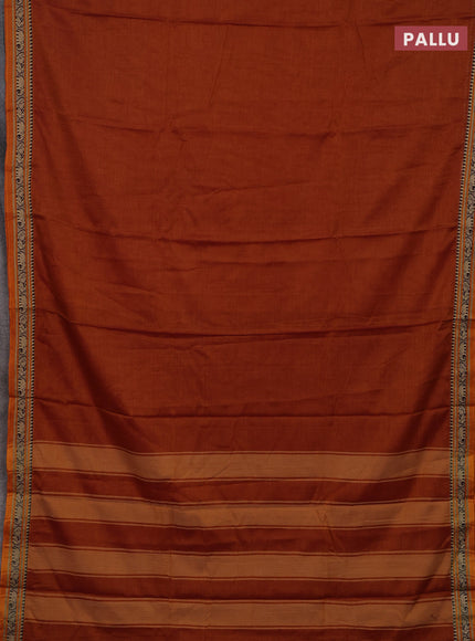 Rust & Royal Blue Narayanpet Cotton - Kalamkari Blouse