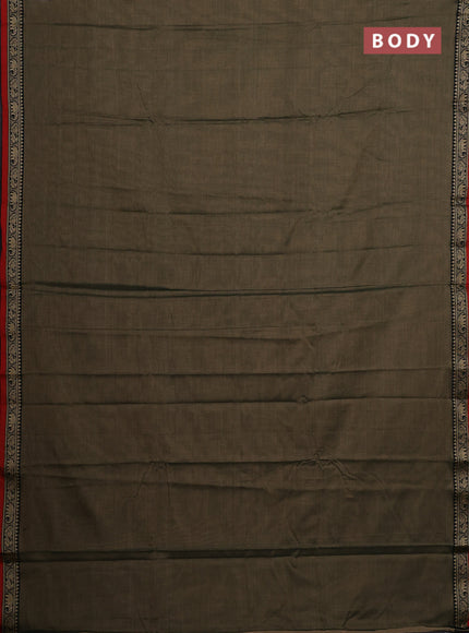 Olive Green & Maroon Narayanpet Cotton - Kalamkari Blouse